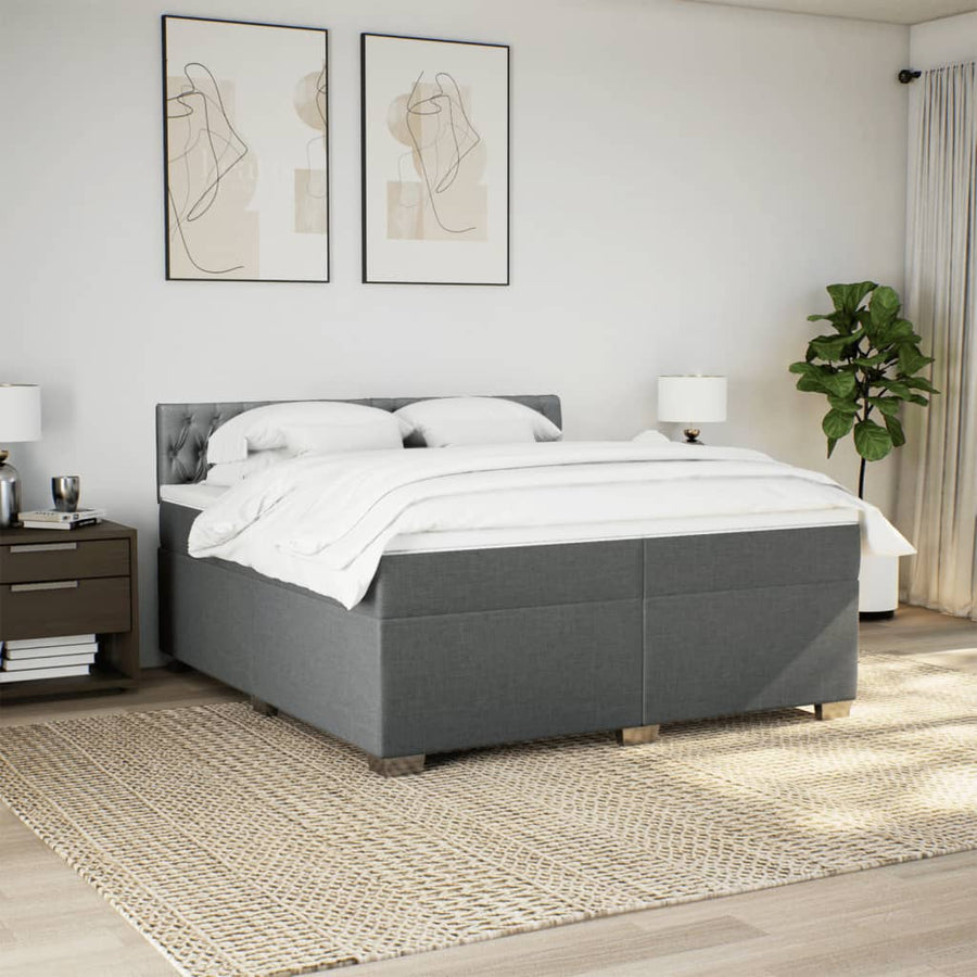 Boxspring met matras stof donkergrijs 200x200 cm