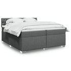 Box spring with dark gray fabric mattress 200x200 cm