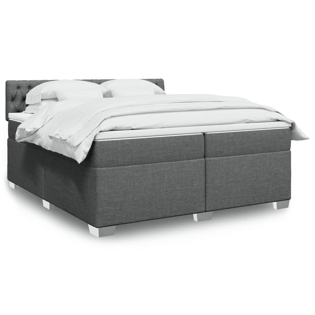 Boxspring met matras stof donkergrijs 200x200 cm