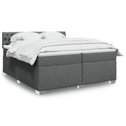 Boxspring 200x200 cm donkergrijs met pocketveringmatras