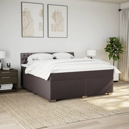 Boxspring met matras stof donkerbruin 200x200 cm
