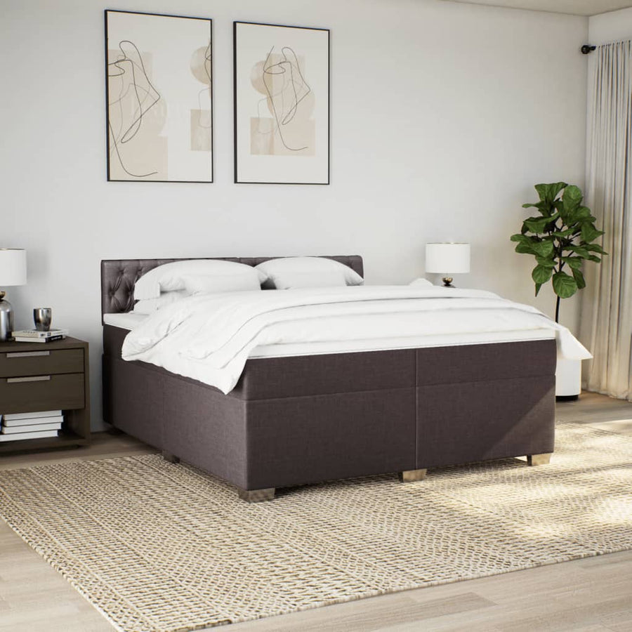 Boxspring met matras stof donkerbruin 200x200 cm
