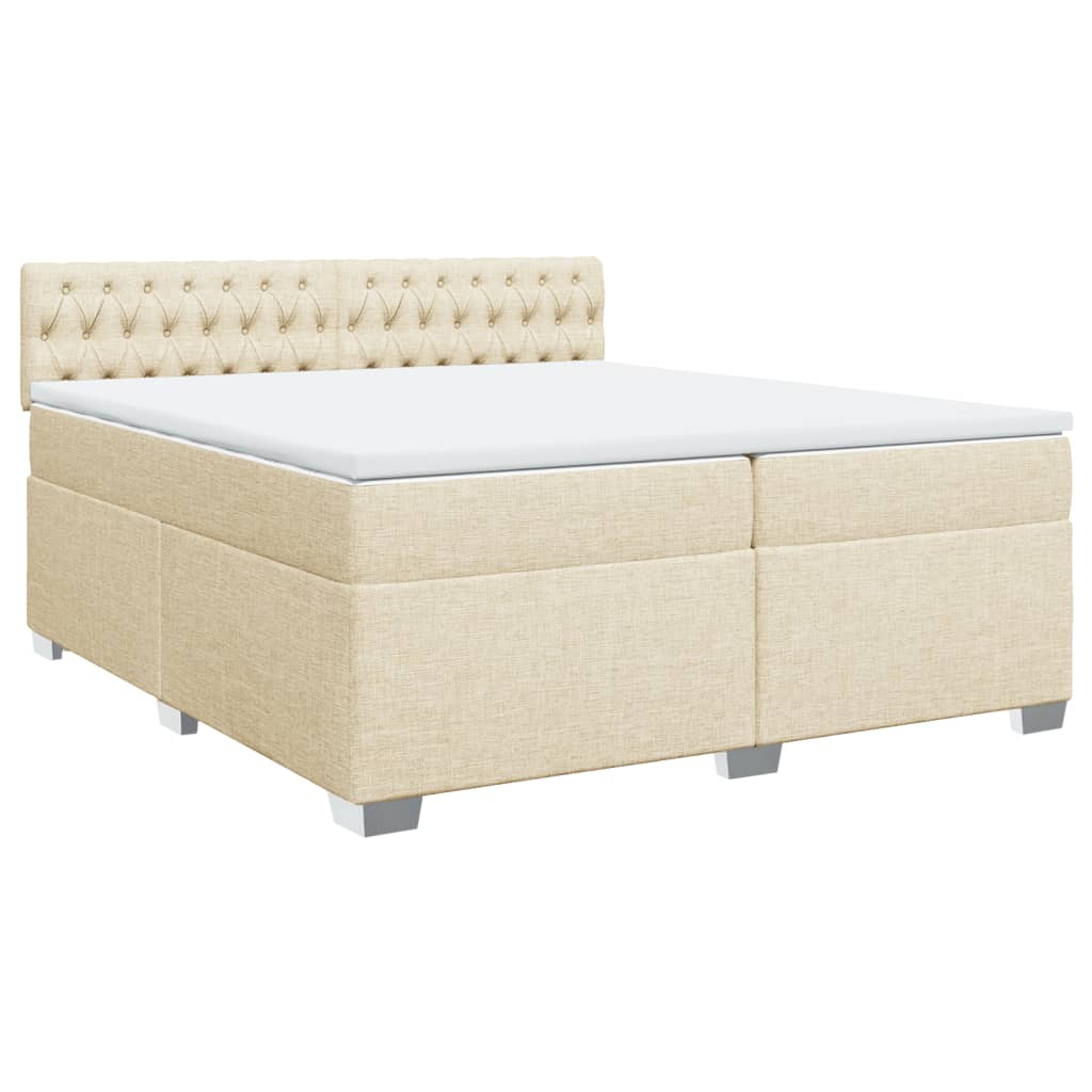Boxspring met matras stof crèmekleurig 200x200 cm