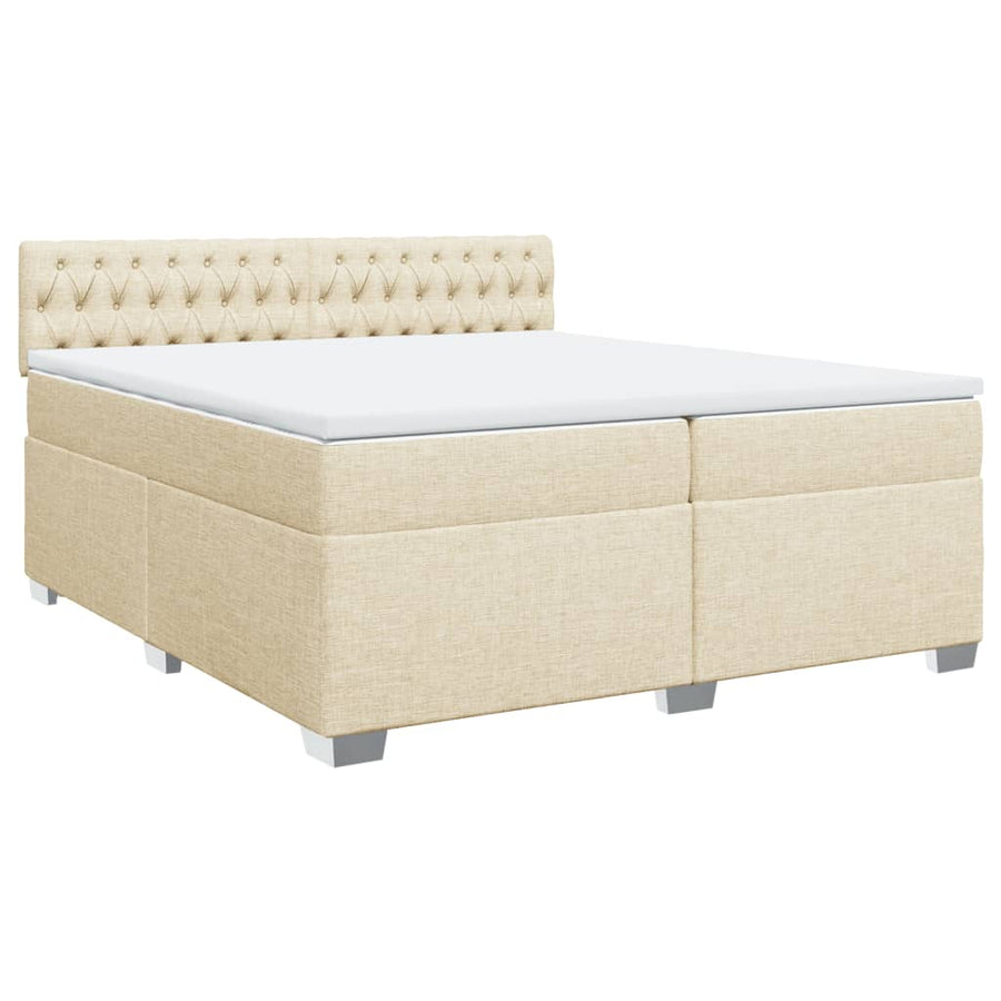 Boxspring met matras stof crèmekleurig 200x200 cm