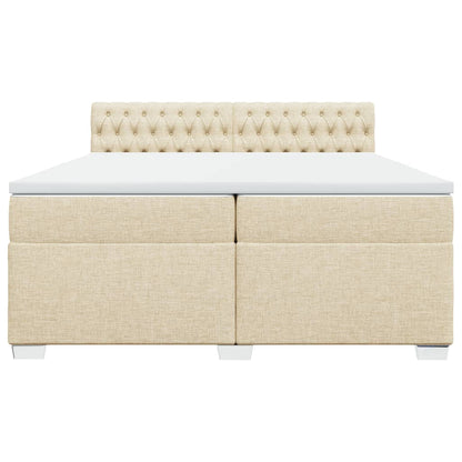 Boxspring met matras stof crèmekleurig 200x200 cm
