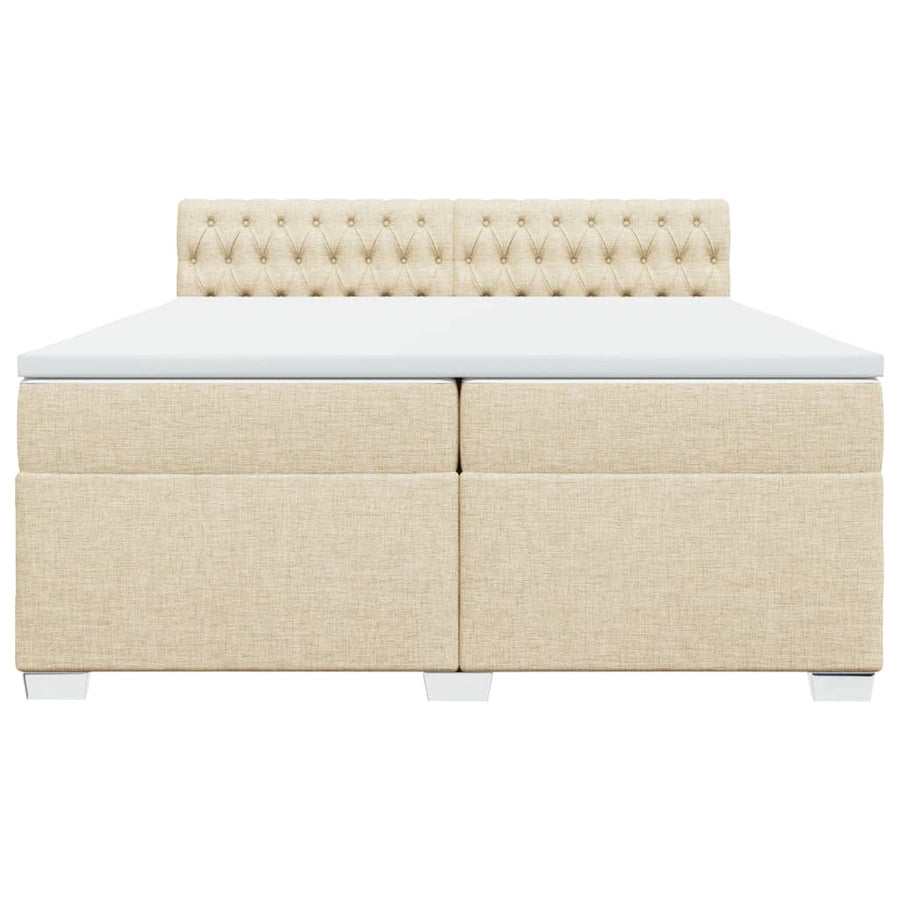 Boxspring met matras stof crèmekleurig 200x200 cm