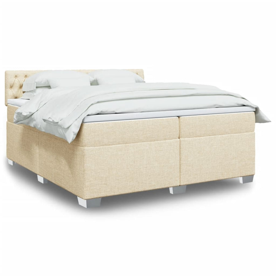 Boxspring met matras stof crèmekleurig 200x200 cm