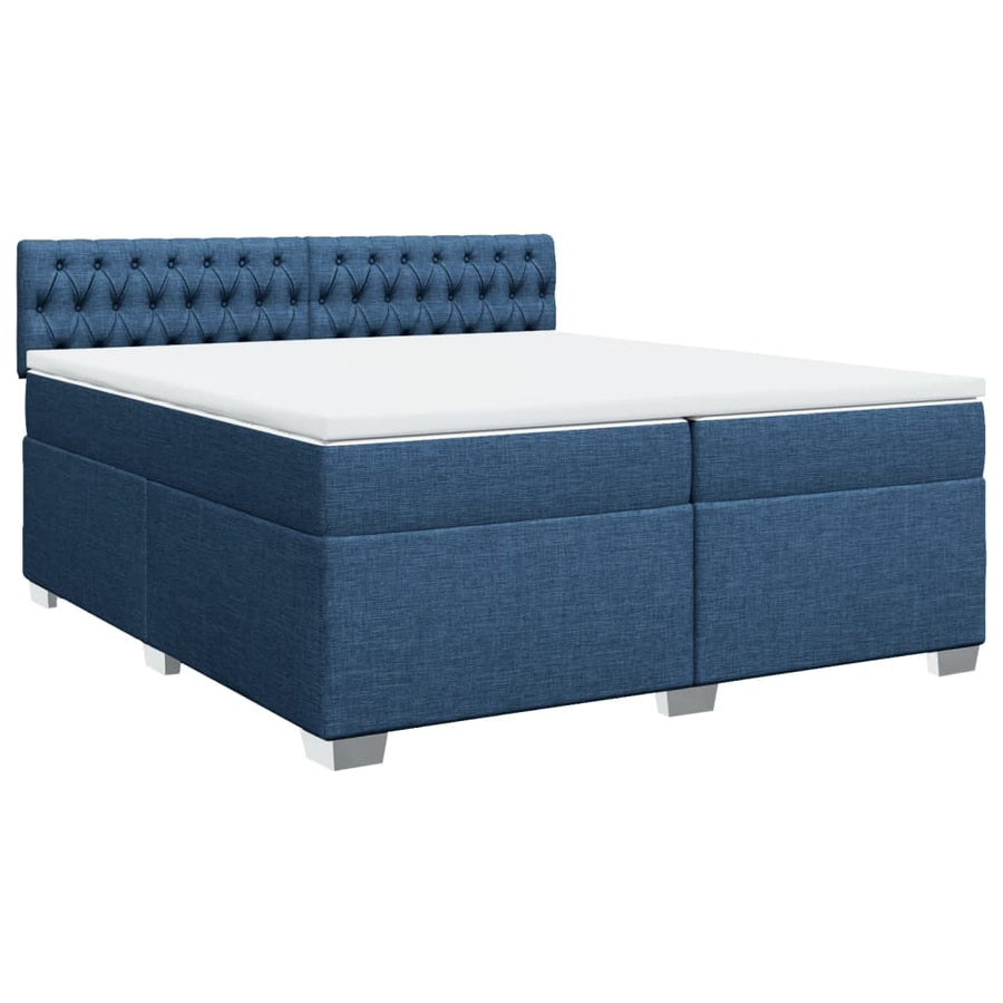 Boxspring met matras stof blauw 200x200 cm