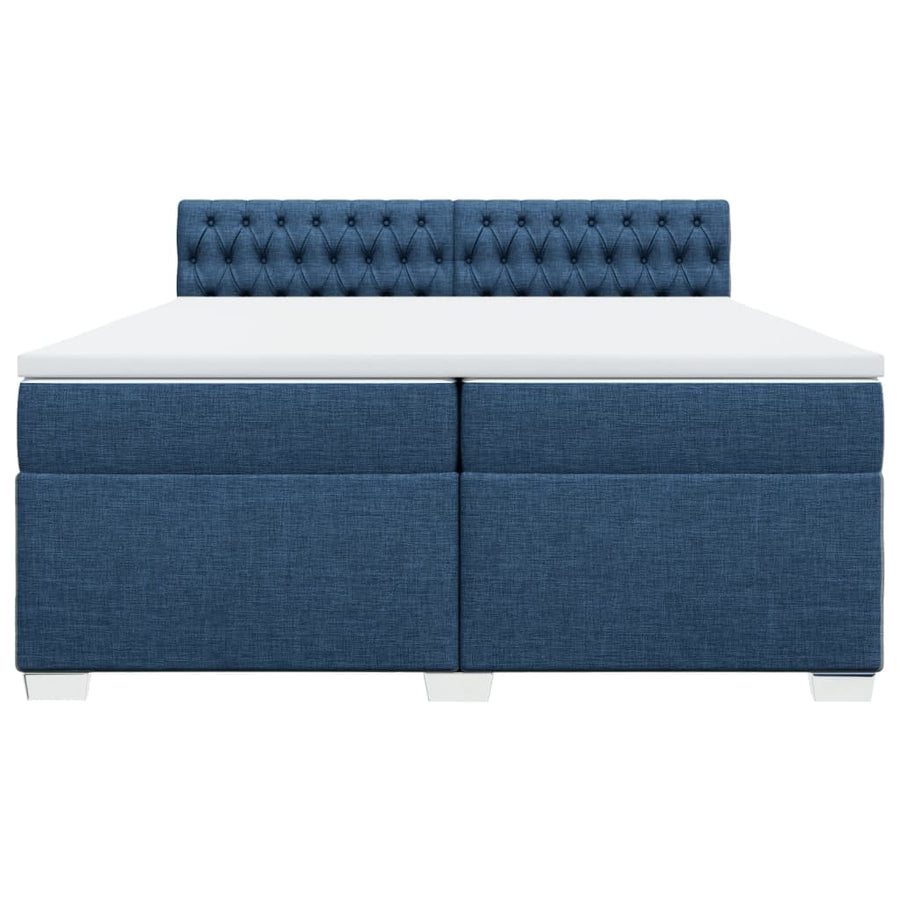 Boxspring met matras stof blauw 200x200 cm