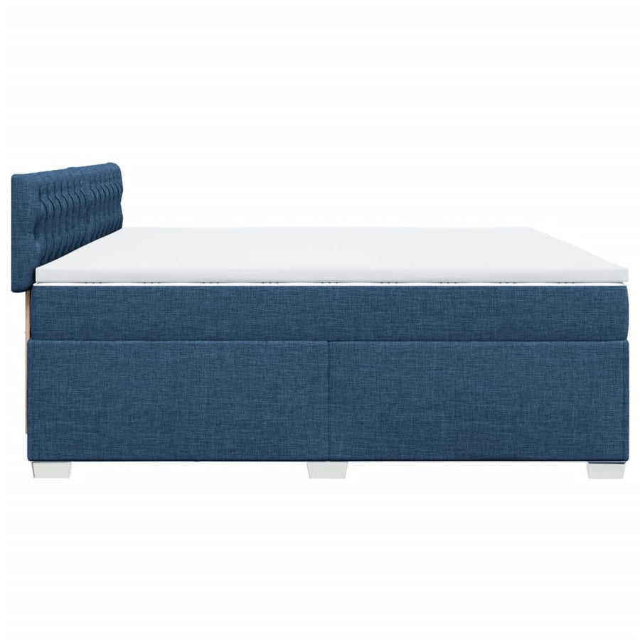 Boxspring met matras stof blauw 200x200 cm