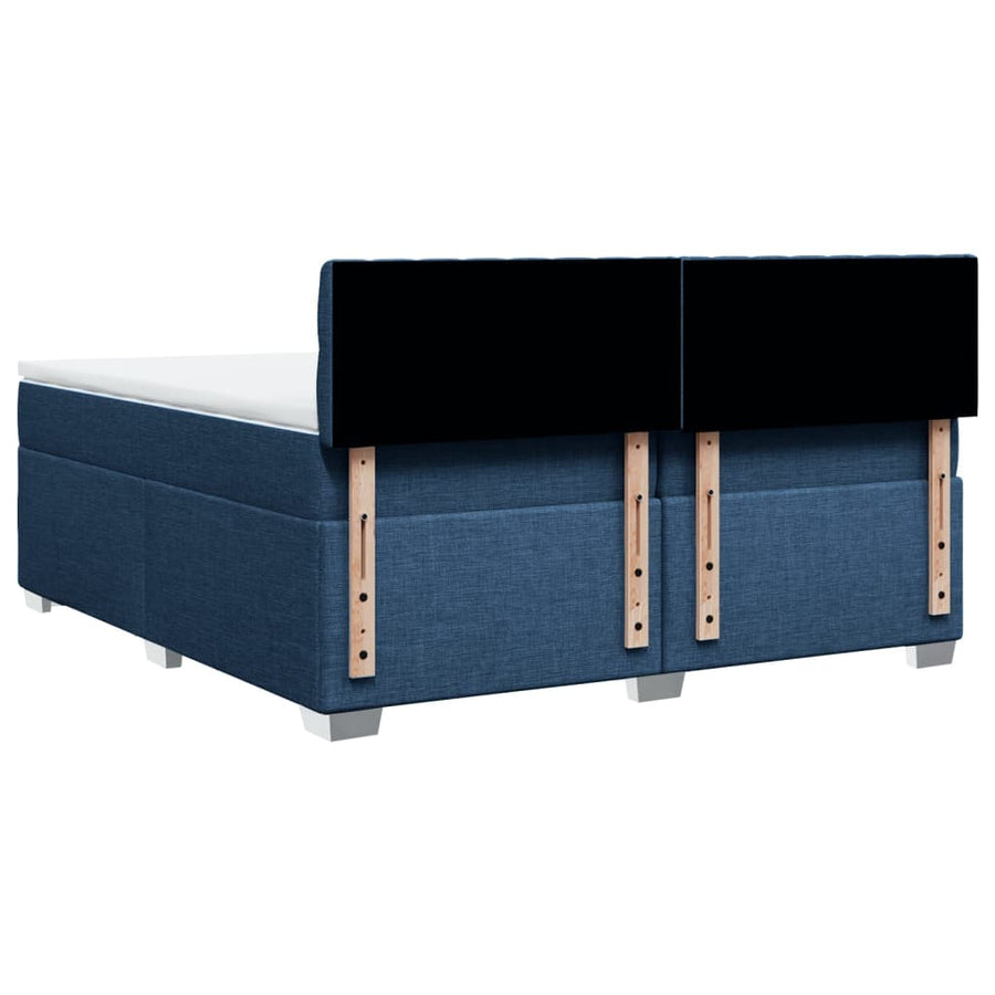 Boxspring met matras stof blauw 200x200 cm