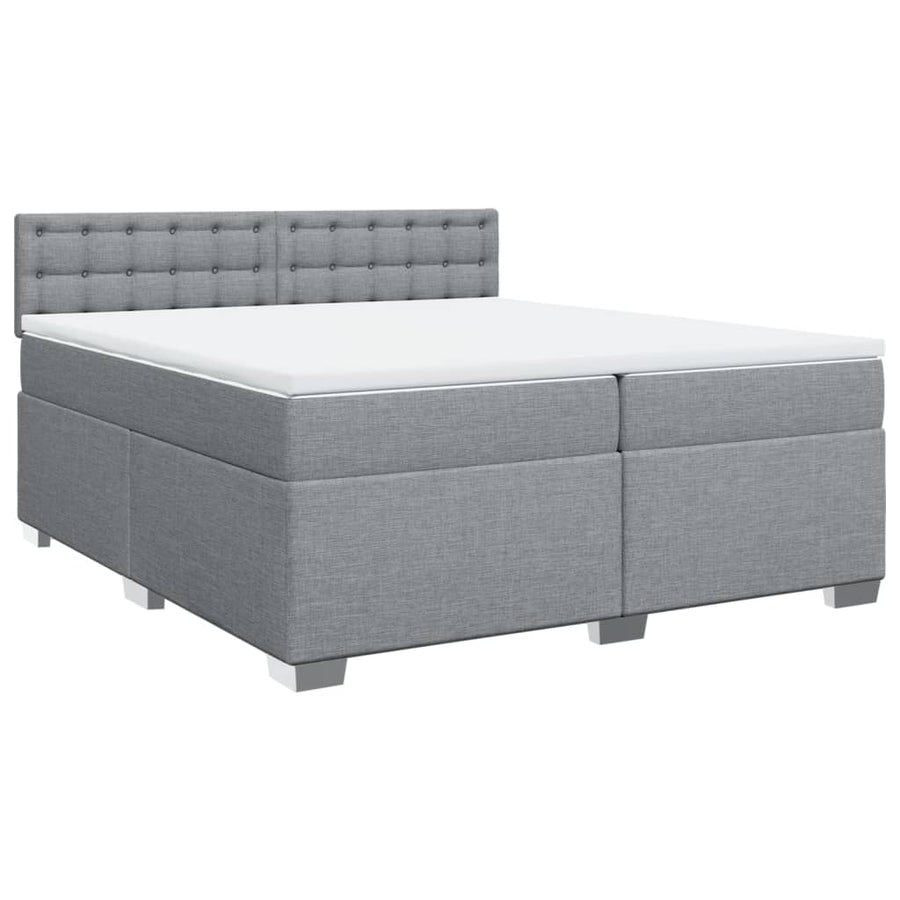 Boxspring met matras stof lichtgrijs 200x200 cm