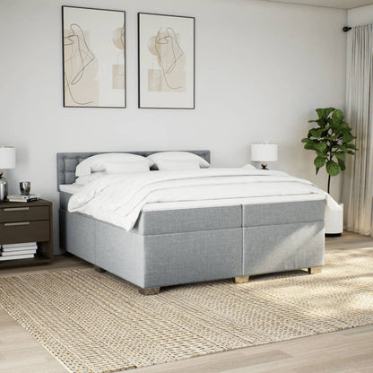 Boxspring met matras stof lichtgrijs 200x200 cm