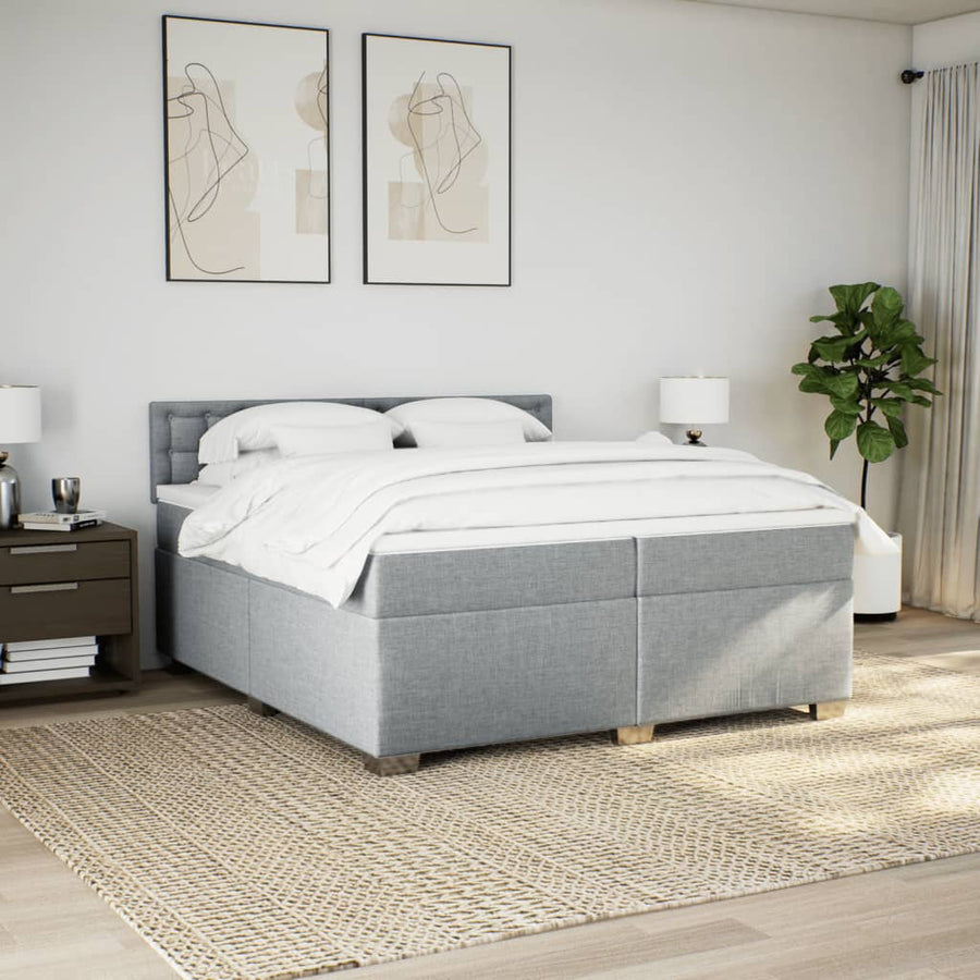 Boxspring met matras stof lichtgrijs 200x200 cm