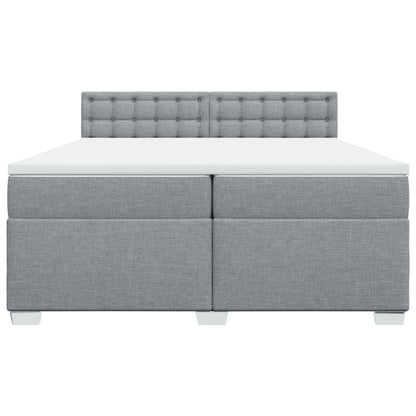 Boxspring met matras stof lichtgrijs 200x200 cm