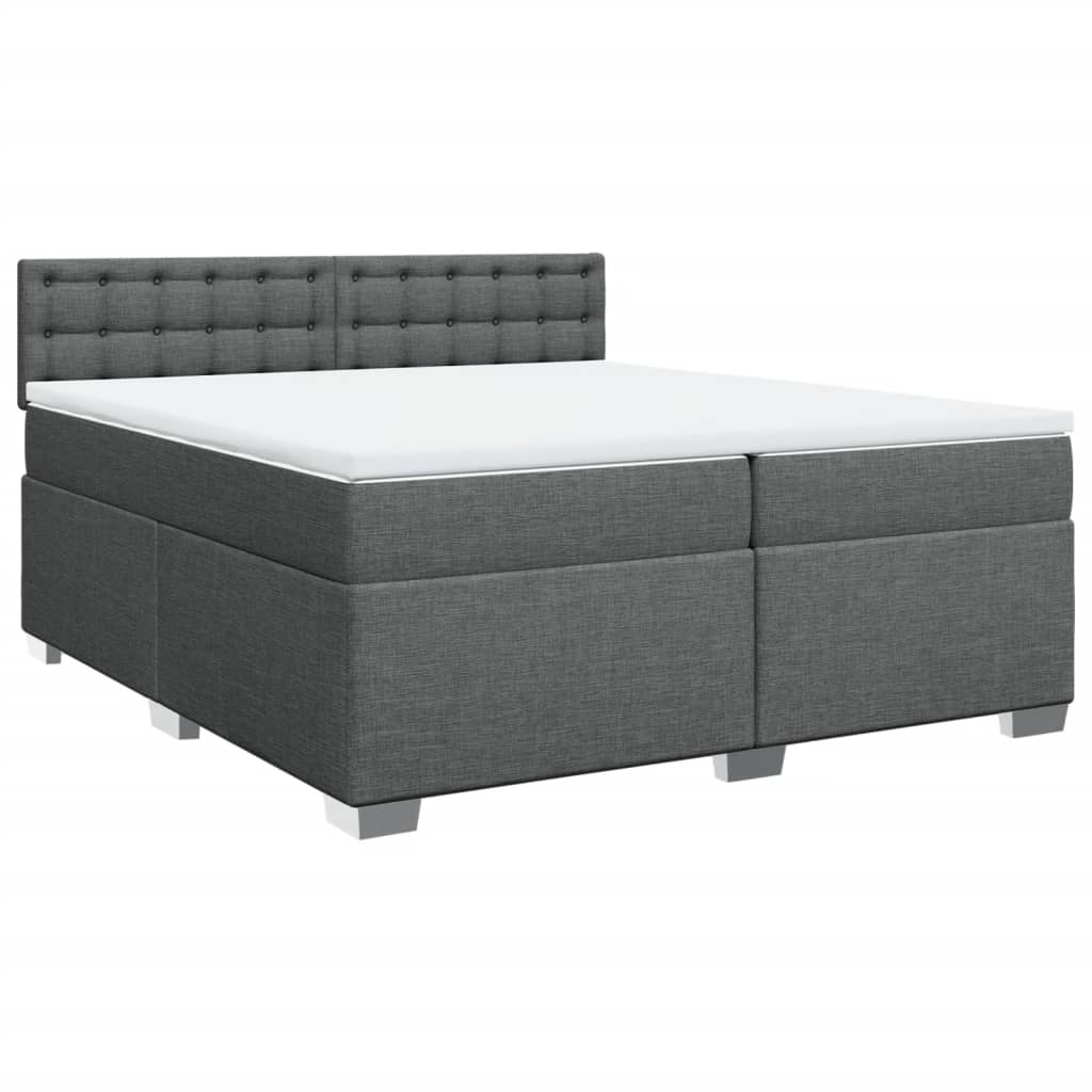 Boxspring met matras stof donkergrijs 200x200 cm