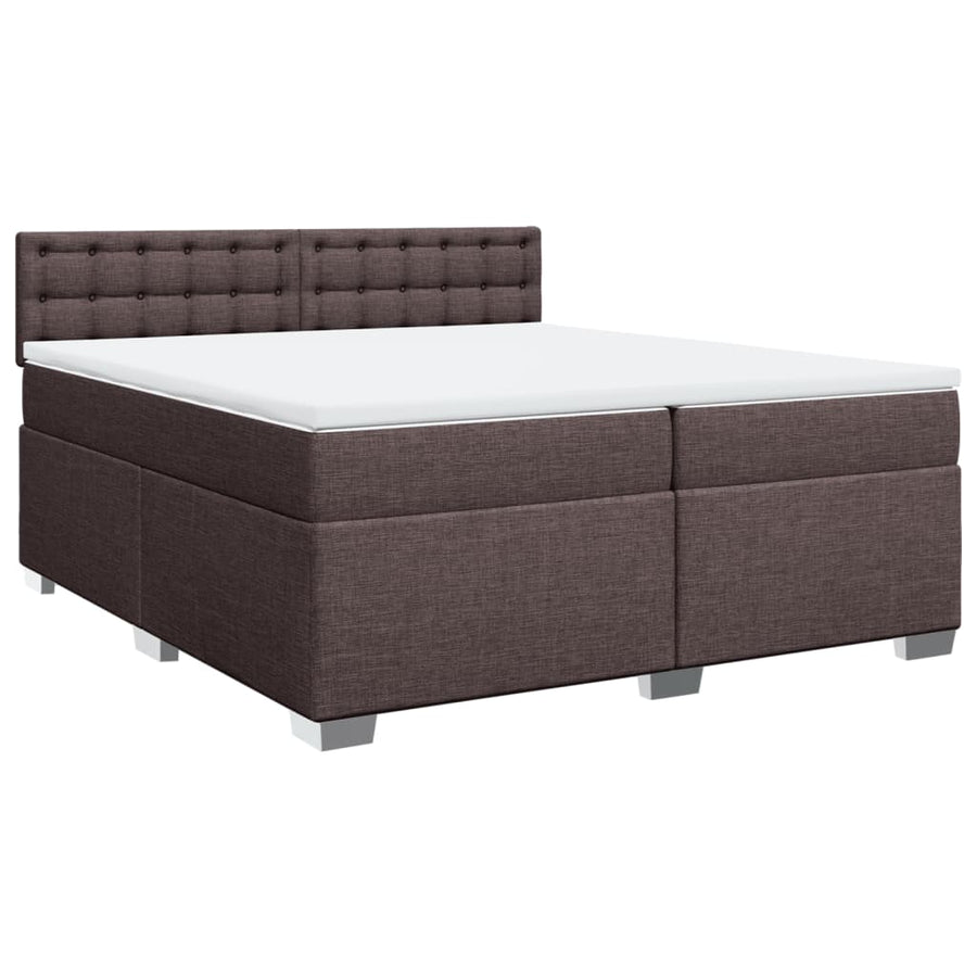 Boxspring met matras stof donkerbruin 200x200 cm