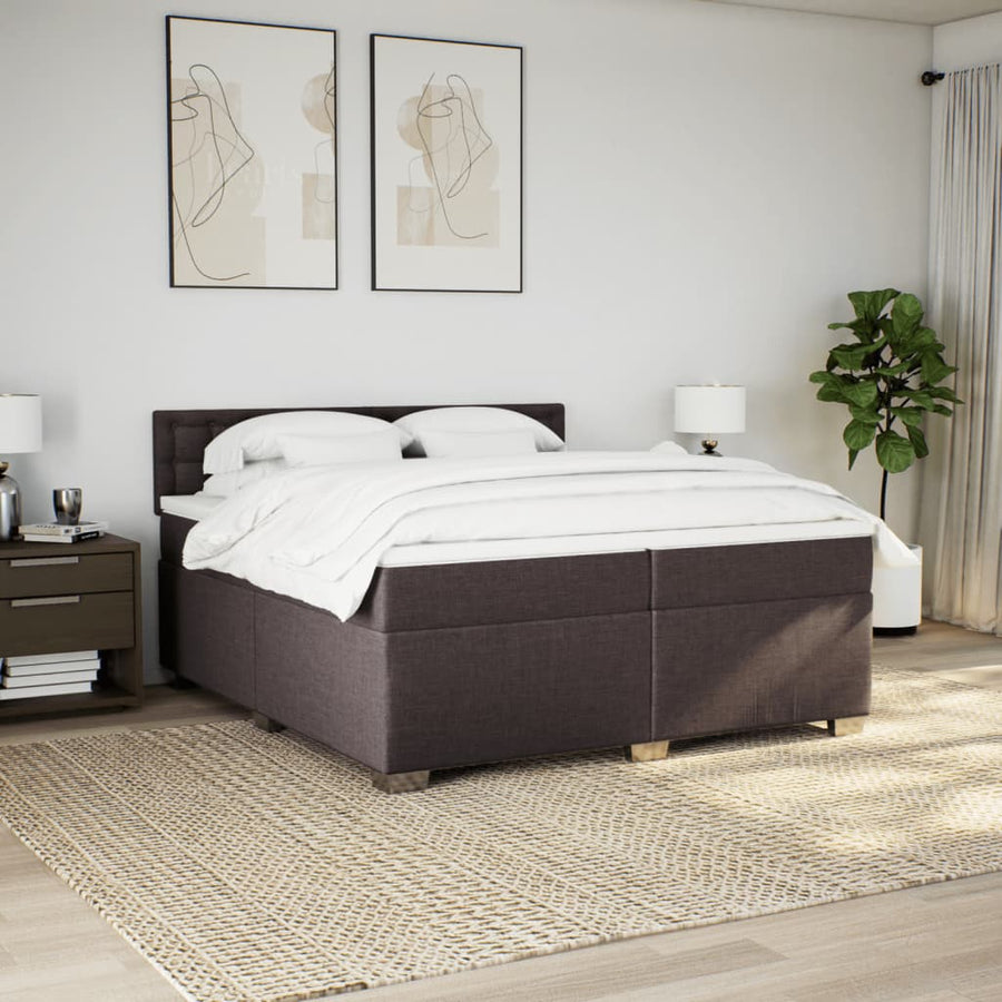 Boxspring met matras stof donkerbruin 200x200 cm