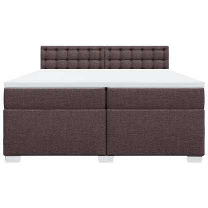 Boxspring met matras stof donkerbruin 200x200 cm