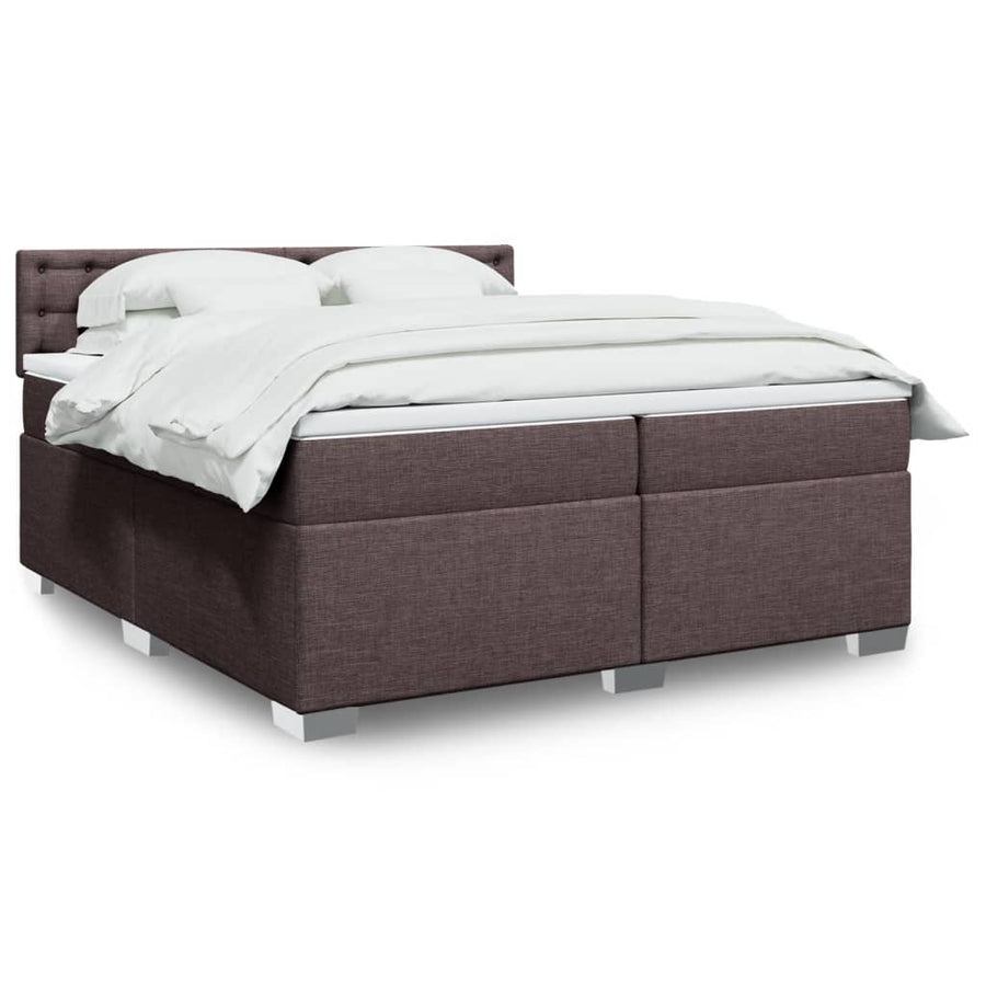 Boxspring met matras stof donkerbruin 200x200 cm