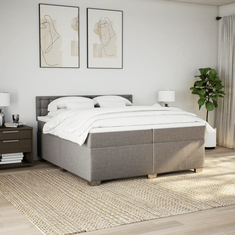 Boxspring met matras stof taupe 200x200 cm