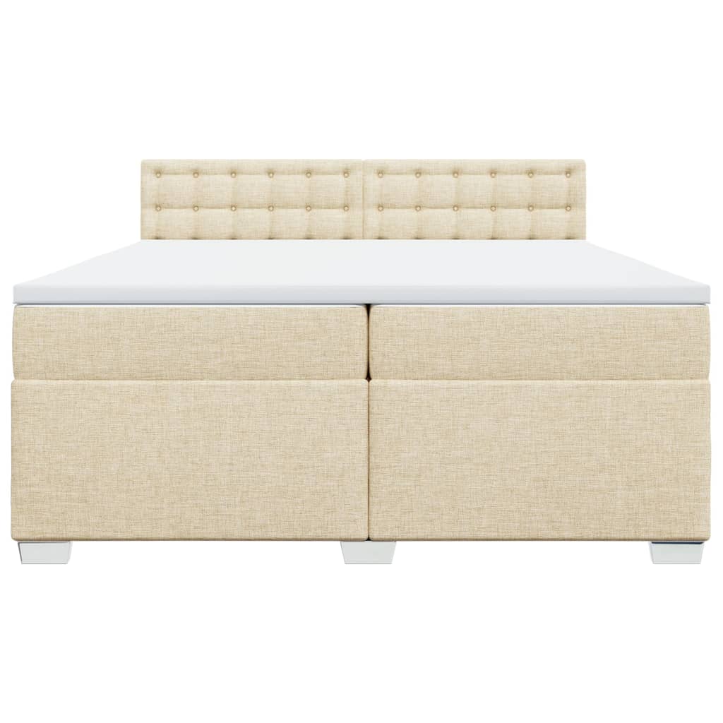 Boxspring met matras stof crèmekleurig 200x200 cm