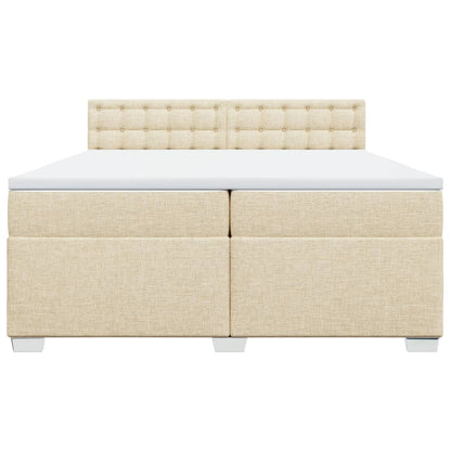 Boxspring met matras stof crèmekleurig 200x200 cm