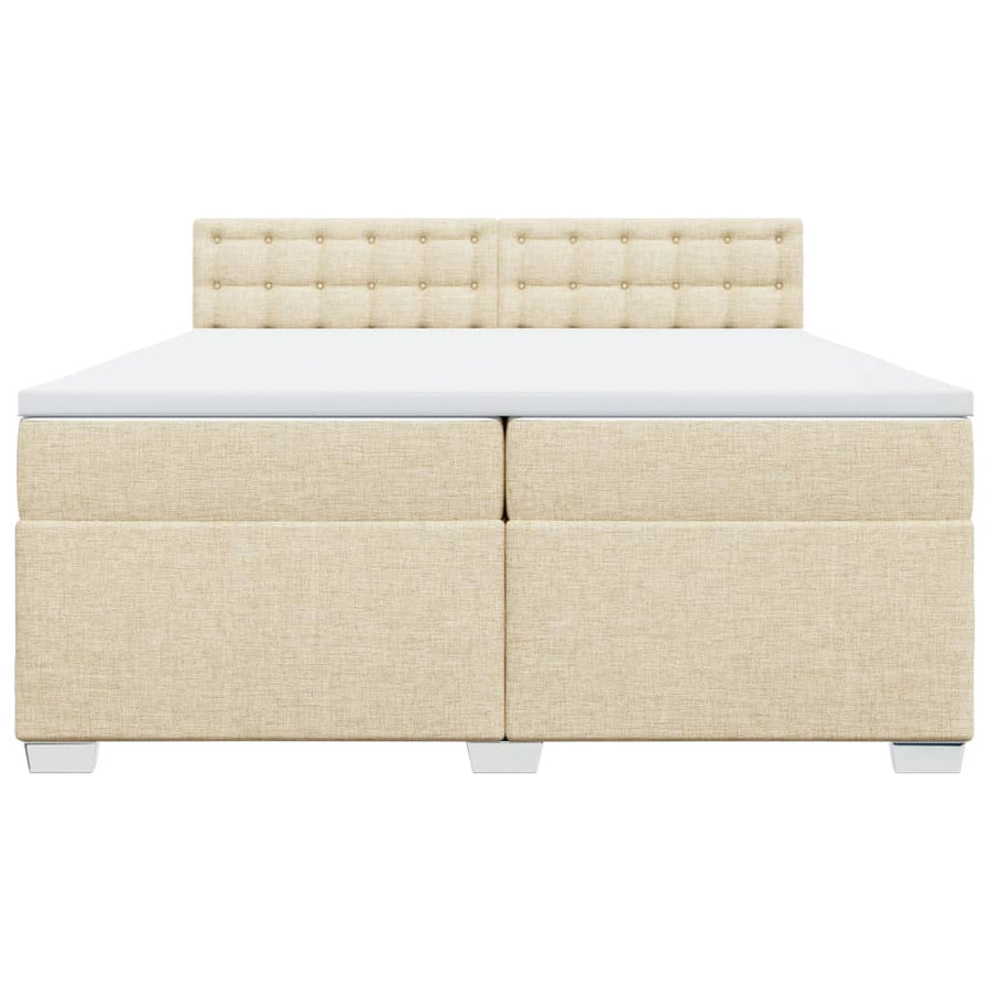 Boxspring met matras stof crèmekleurig 200x200 cm