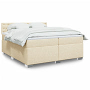 Box spring with fabric mattress cream-coloured 200x200 cm