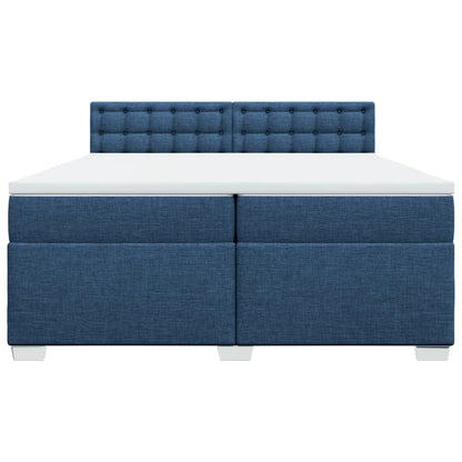 Boxspring met matras stof blauw 200x200 cm