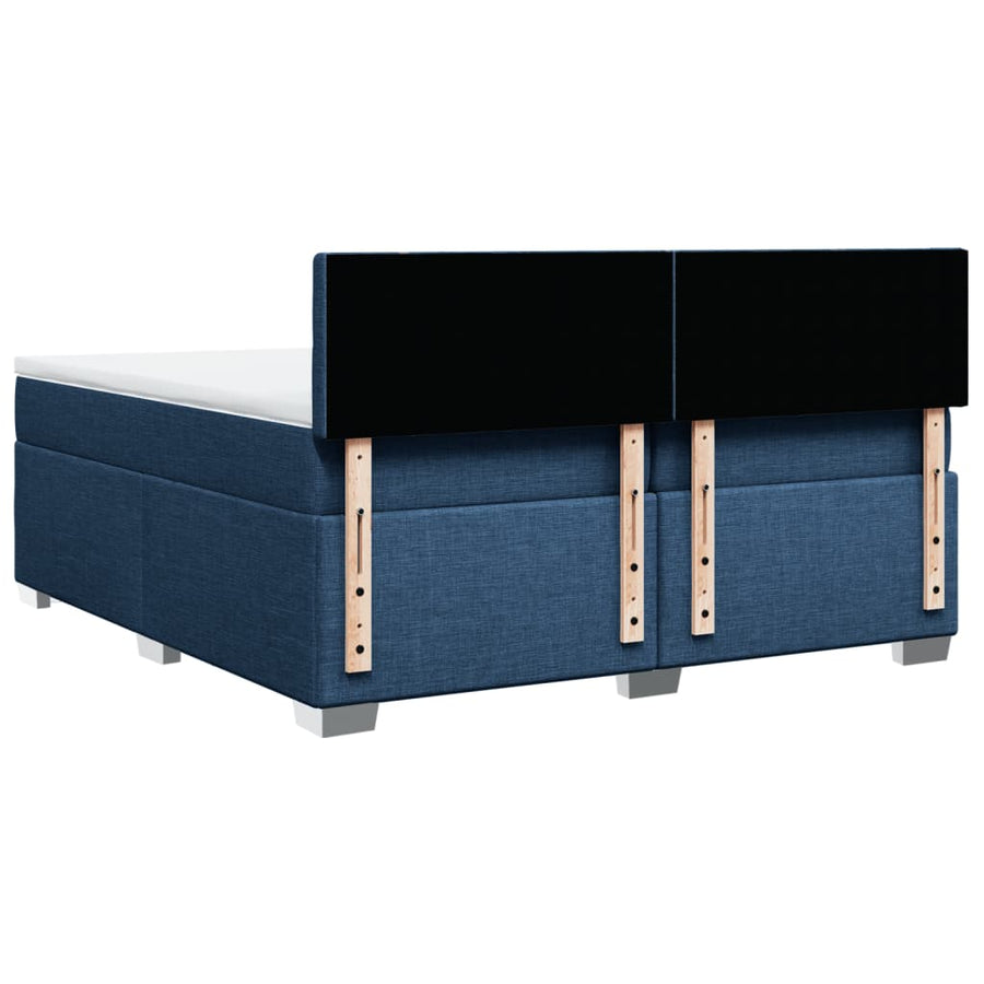 Boxspring met matras stof blauw 200x200 cm