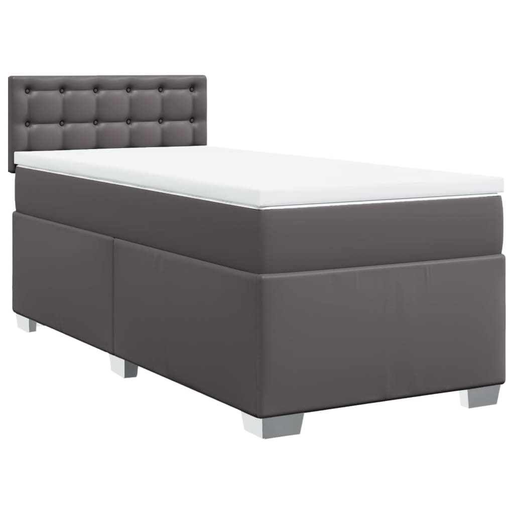 Boxspring met matras kunstleer grijs 80x200 cm