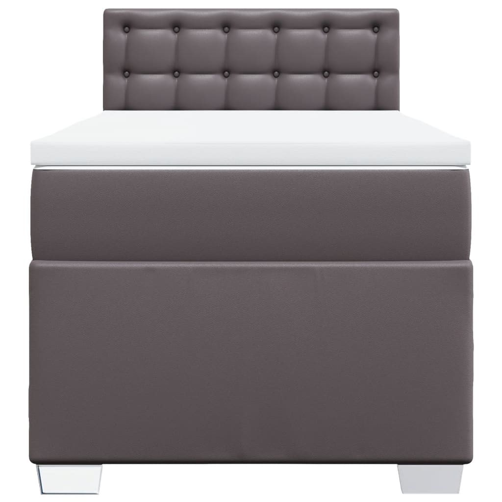 Boxspring met matras kunstleer grijs 80x200 cm
