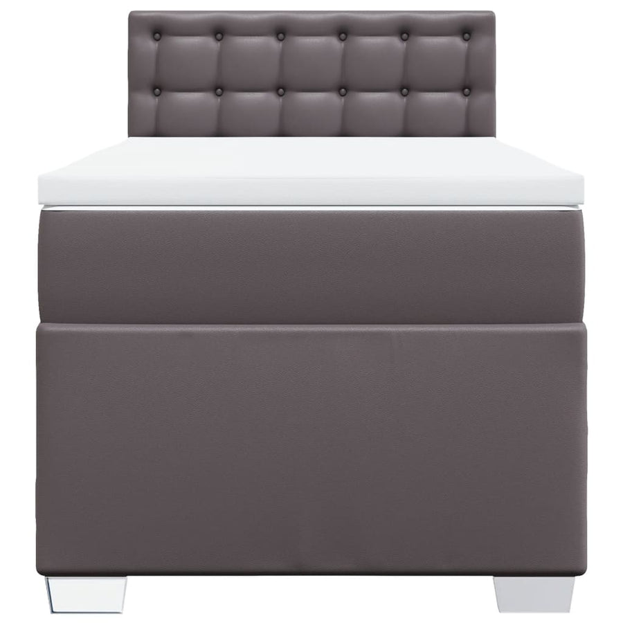 Boxspring met matras kunstleer grijs 80x200 cm