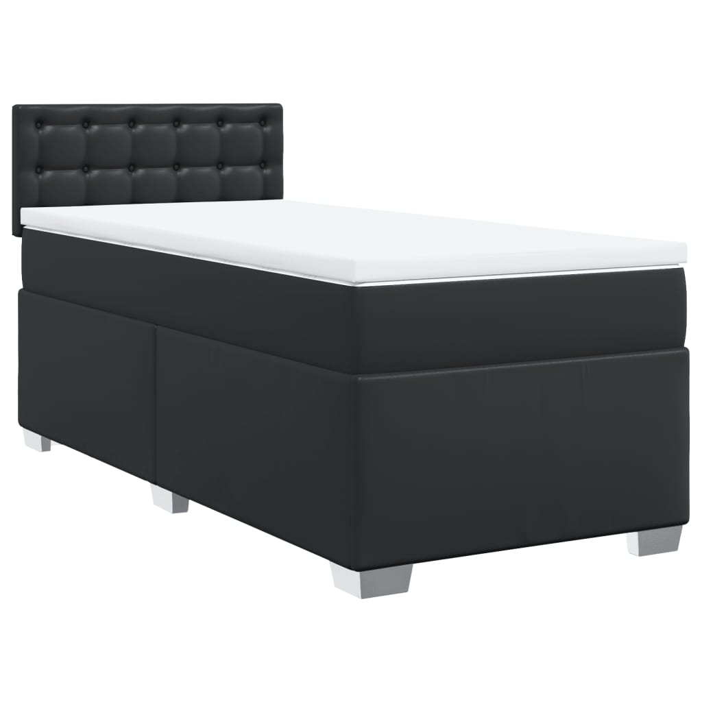 Boxspring met matras kunstleer zwart 90x190 cm