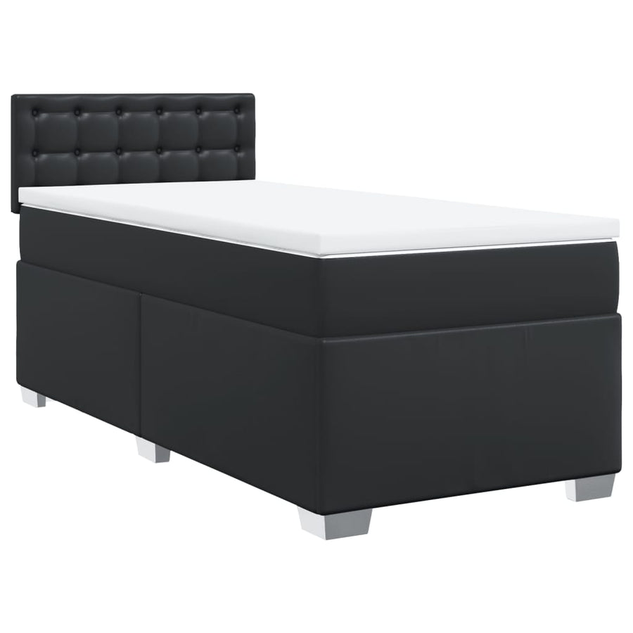 Boxspring met matras kunstleer zwart 90x190 cm