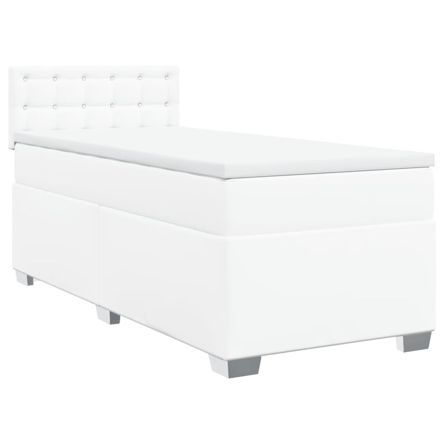 Boxspring met matras kunstleer wit 90x190 cm