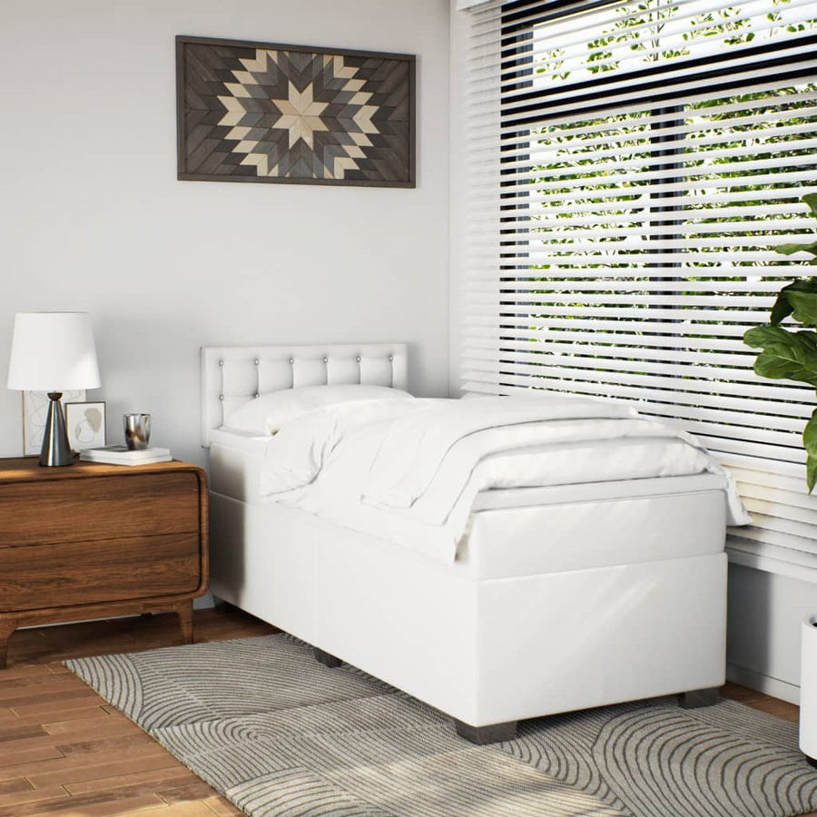 Boxspring met matras kunstleer wit 90x190 cm