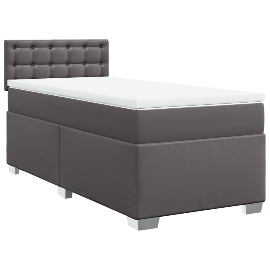Boxspring met matras kunstleer grijs 90x190 cm