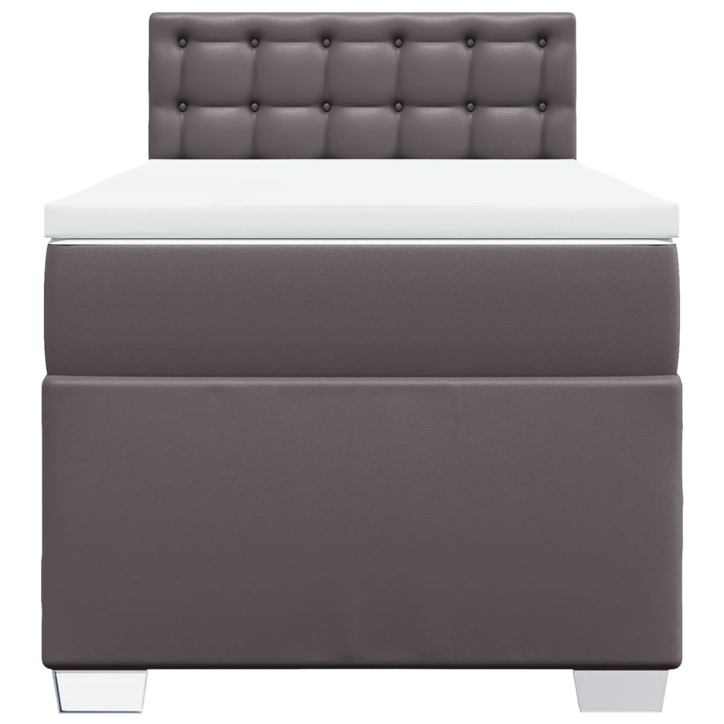 Boxspring met matras kunstleer grijs 90x190 cm