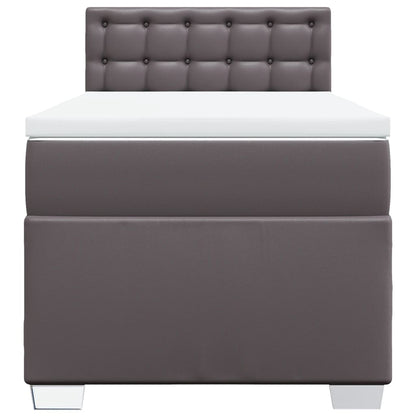 Boxspring met matras kunstleer grijs 90x190 cm