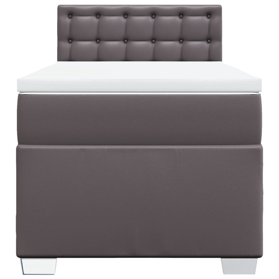 Boxspring met matras kunstleer grijs 90x190 cm