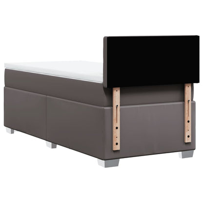 Boxspring met matras kunstleer grijs 90x190 cm