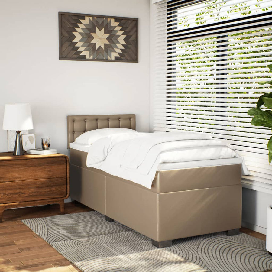 Boxspring met matras kunstleer cappuccinokleurig 90x190 cm