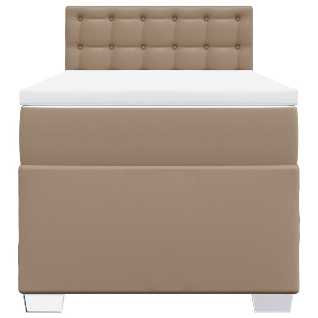 Boxspring met matras kunstleer cappuccinokleurig 90x190 cm
