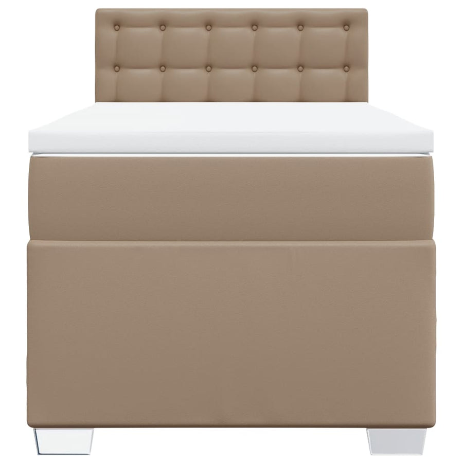 Boxspring met matras kunstleer cappuccinokleurig 90x190 cm