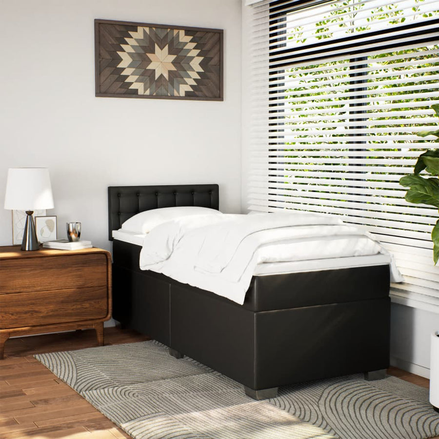 Boxspring met matras kunstleer zwart 90x200 cm