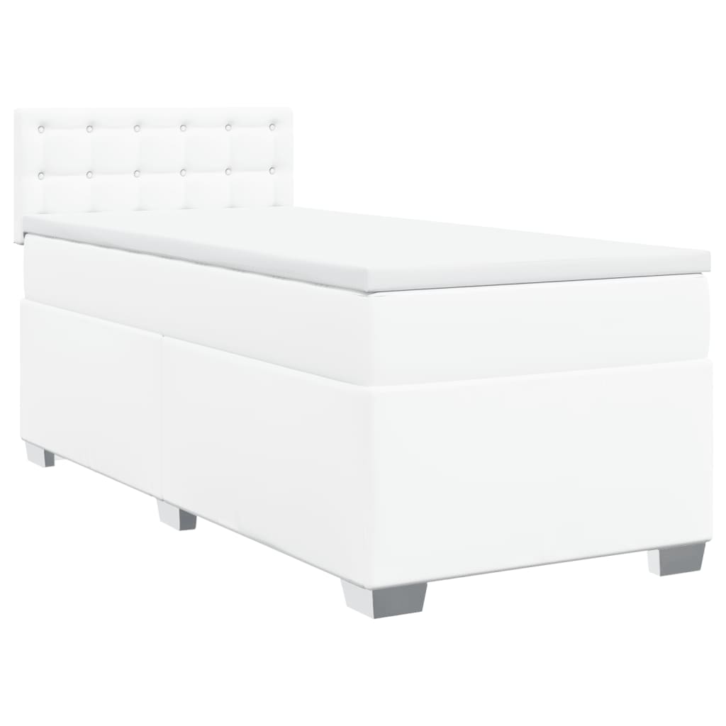 Boxspring met matras kunstleer wit 90x200 cm