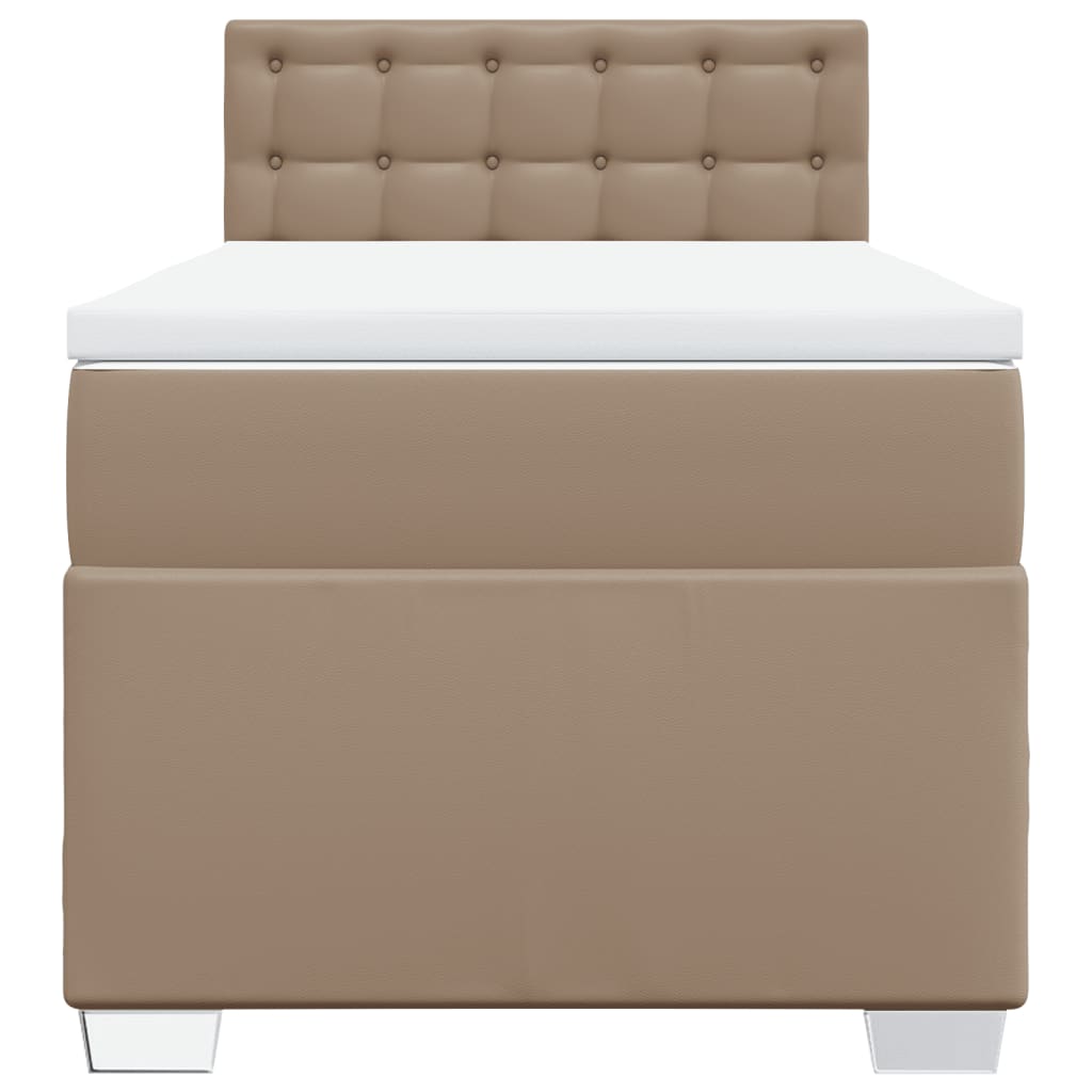 Boxspring met matras kunstleer cappuccinokleurig 90x200 cm