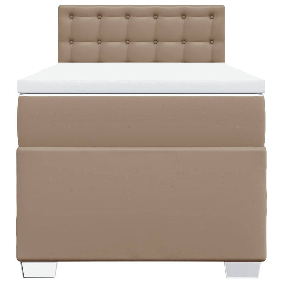 Boxspring met matras kunstleer cappuccinokleurig 90x200 cm